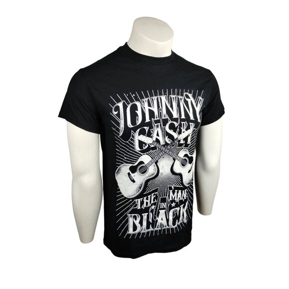 Johnny Cash Mens Small The Man in Black Guitar Outlaw Music Graphic Print Tshirt - Picture 2 of 4